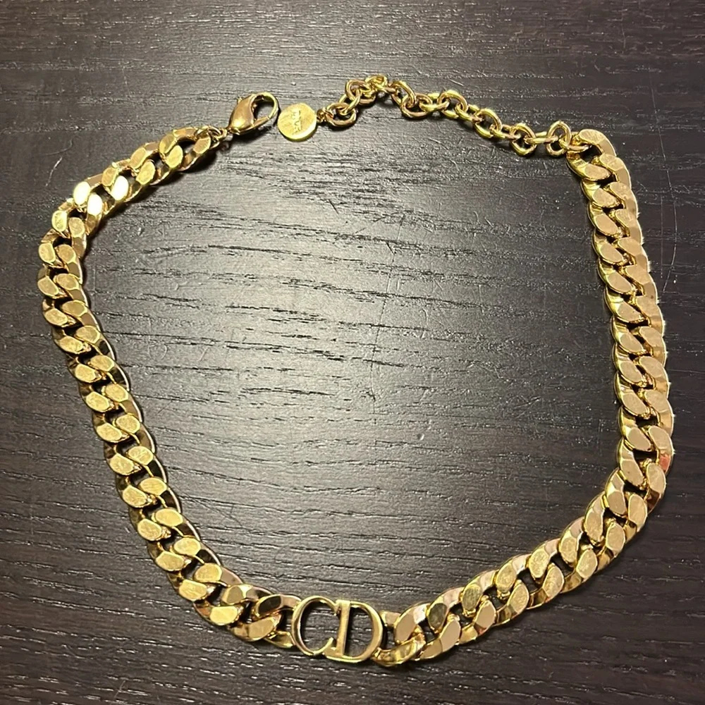 Christian Dior‎ Daneuse Etoille CD Choker Necklace in Gold Finish